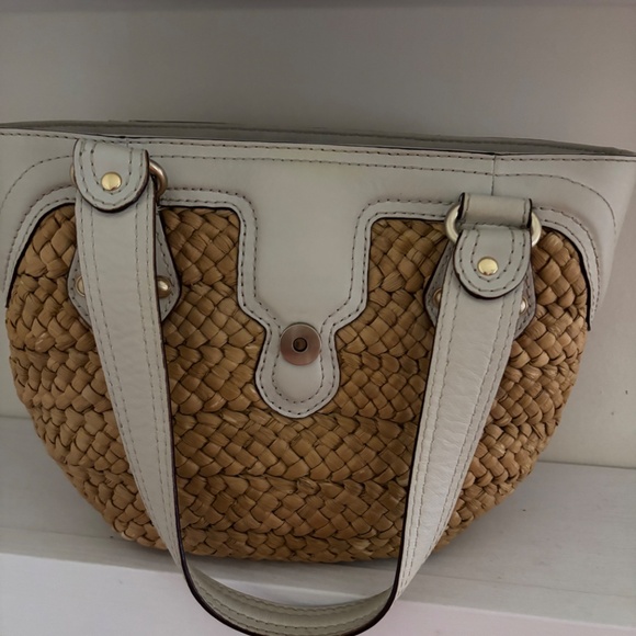 Michael Kors Leather And Straw Basket Weave Bag - Picture 2 of 5